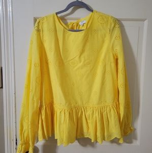 Yellow pleplum top- never worn